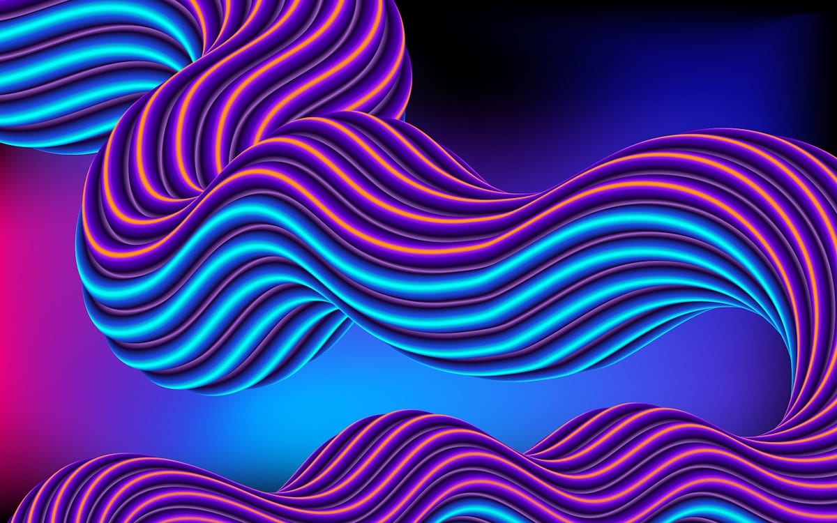 Flowing pink and purple ribbons