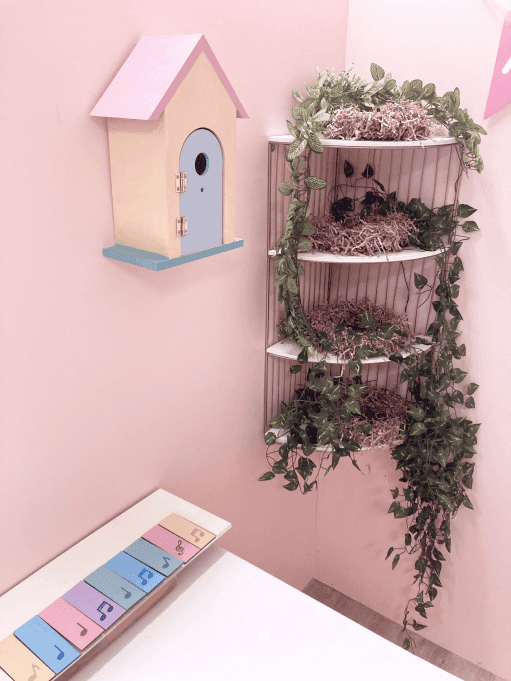 Birdhouse and planted wall detail