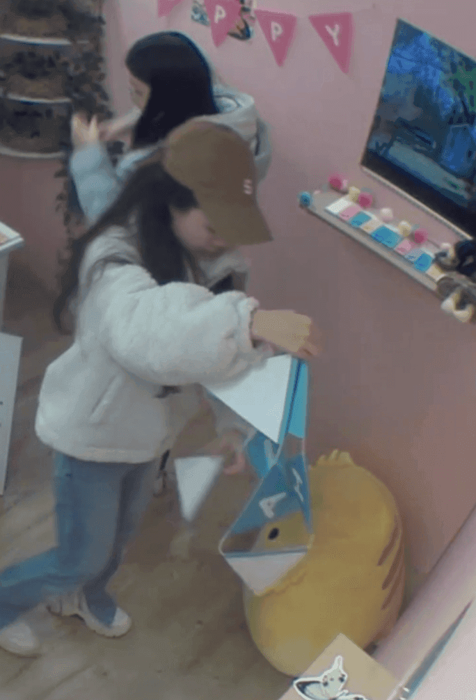 Participant interacting with the puzzle wall