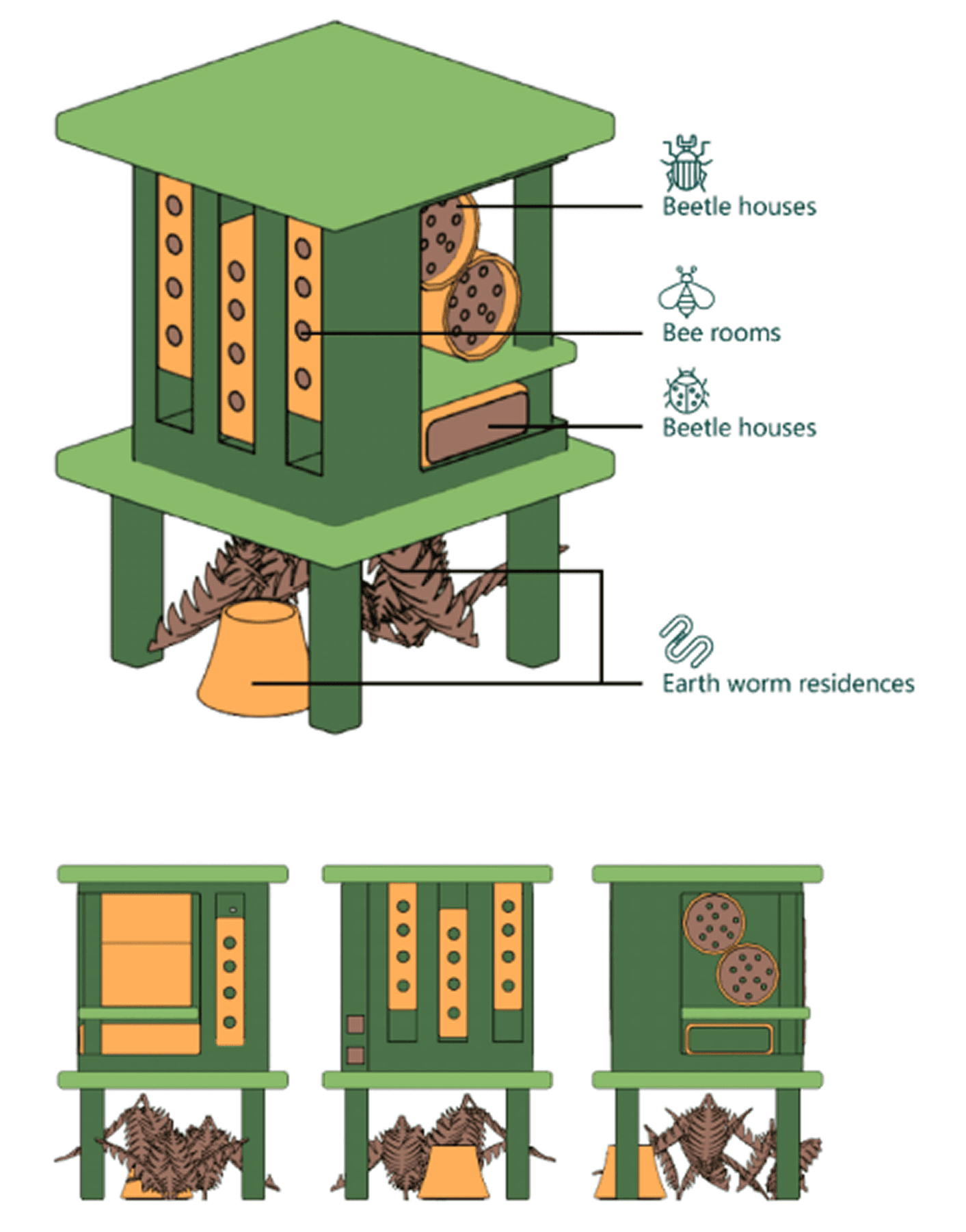 Final insect hotel structure and species-specific habitats